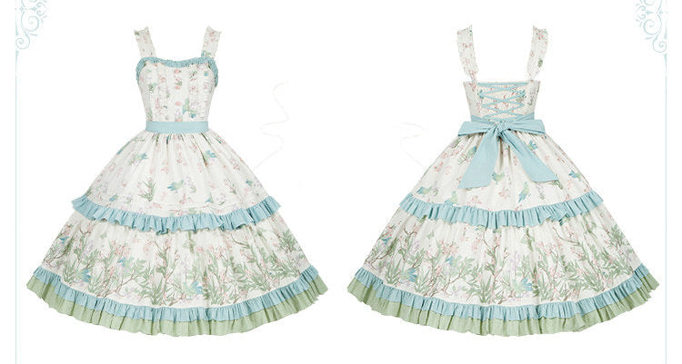 Nightingale Song プリントジャンパースカート