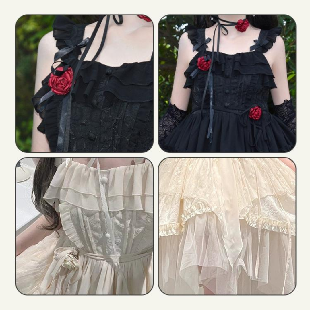 Luna and dawn Rose and ribbon tulle jumper skirt