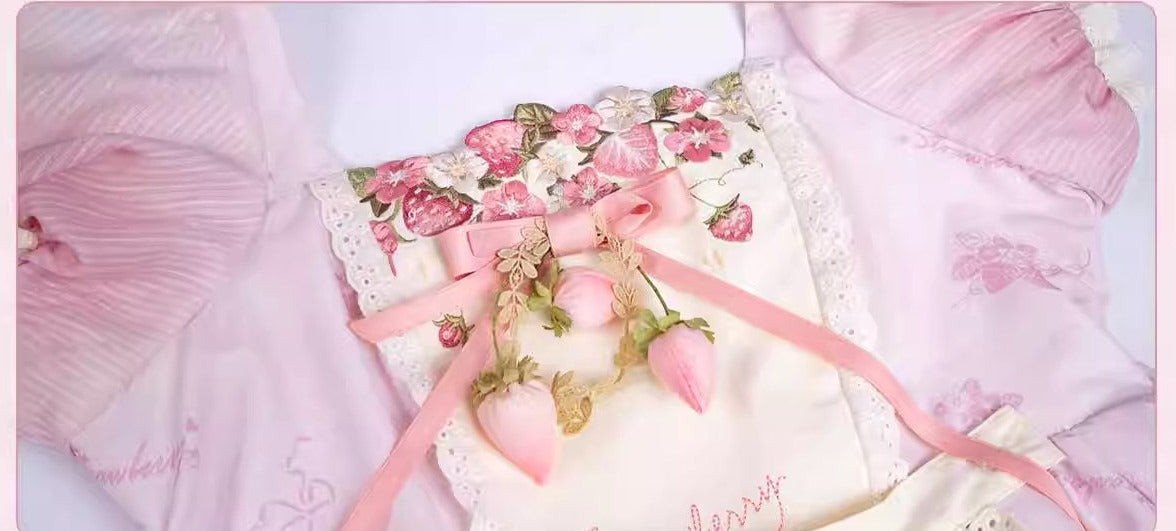 Strawberry Chiffon スクエアネックワンピース