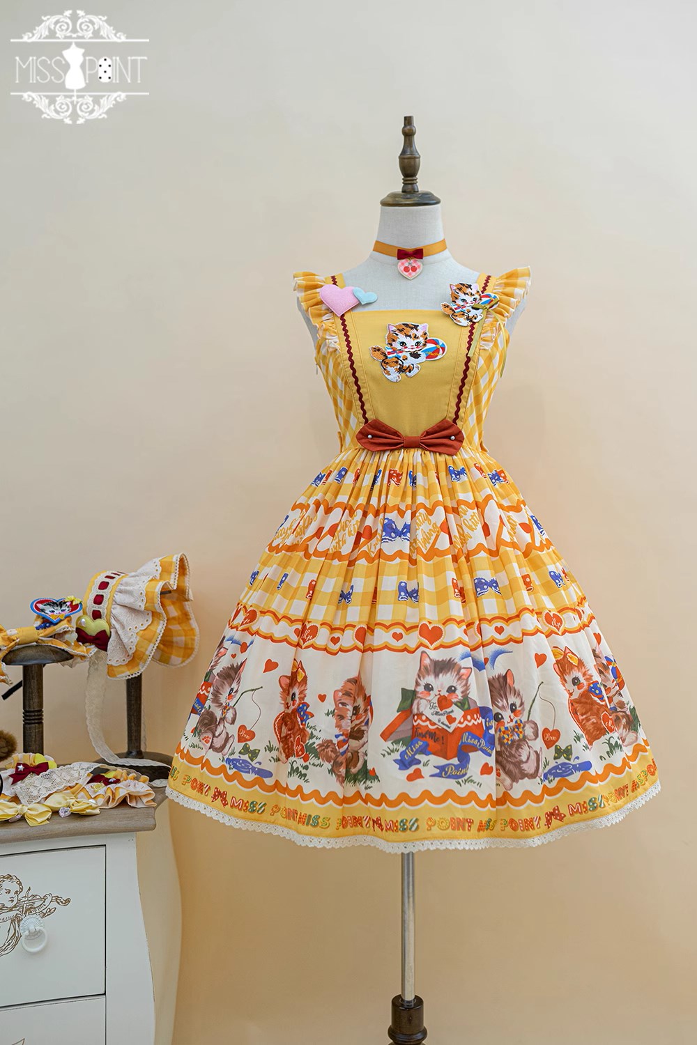 【予約販売】Sweet Kittyレトロフライングスリーブジャンパースカート