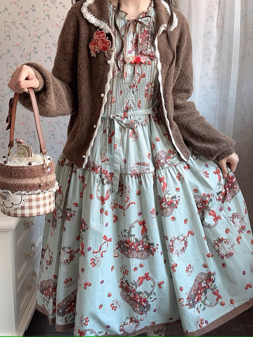 Picnic Basket One Piece Strawberry Pattern