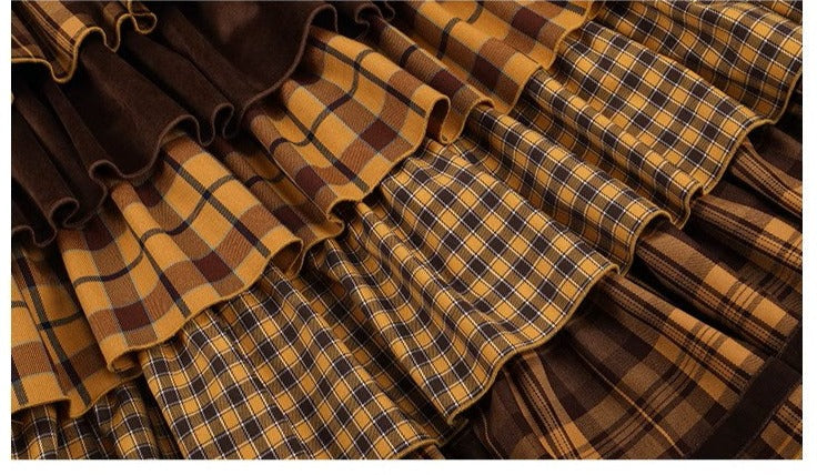 Thistle Crown チェックのティアードジャンパースカート