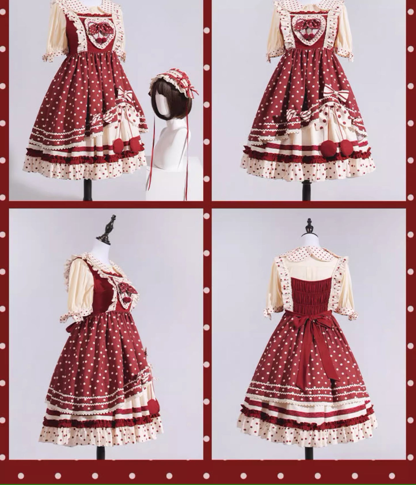 Red Cherry Pie Sweet Loli Polka Dot Jumper Skirt