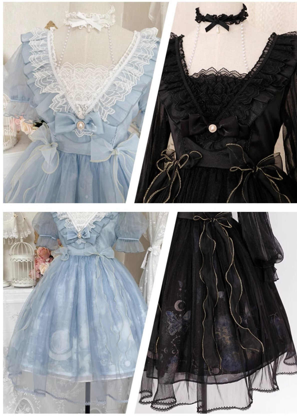 Moon Butterfly Sheer long sleeve dress with choker