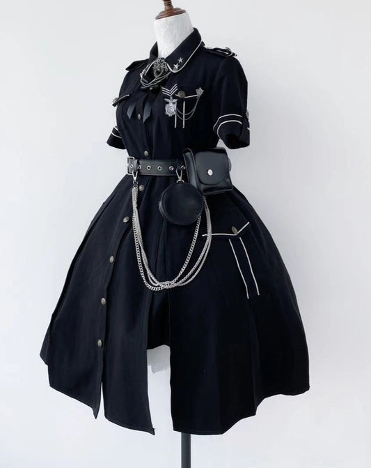 【予約販売】ミリタリー ロリィタ ダークゴシック半袖ワンピース
