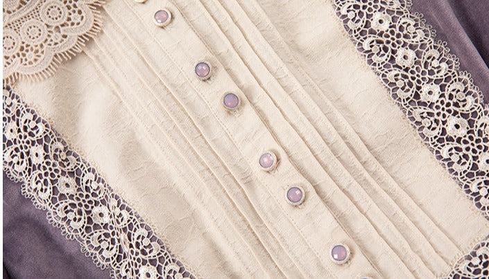 Evening Prayer velvet lace collar dress