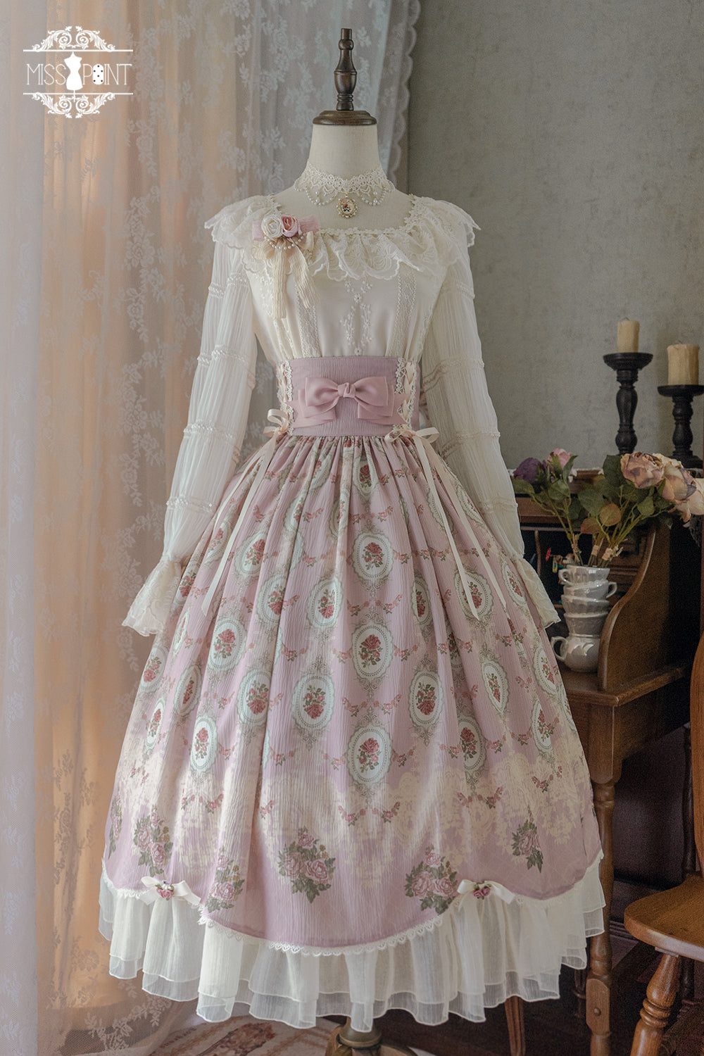 【予約販売】Find fragrance フローラルプリントのハイウエストスカート