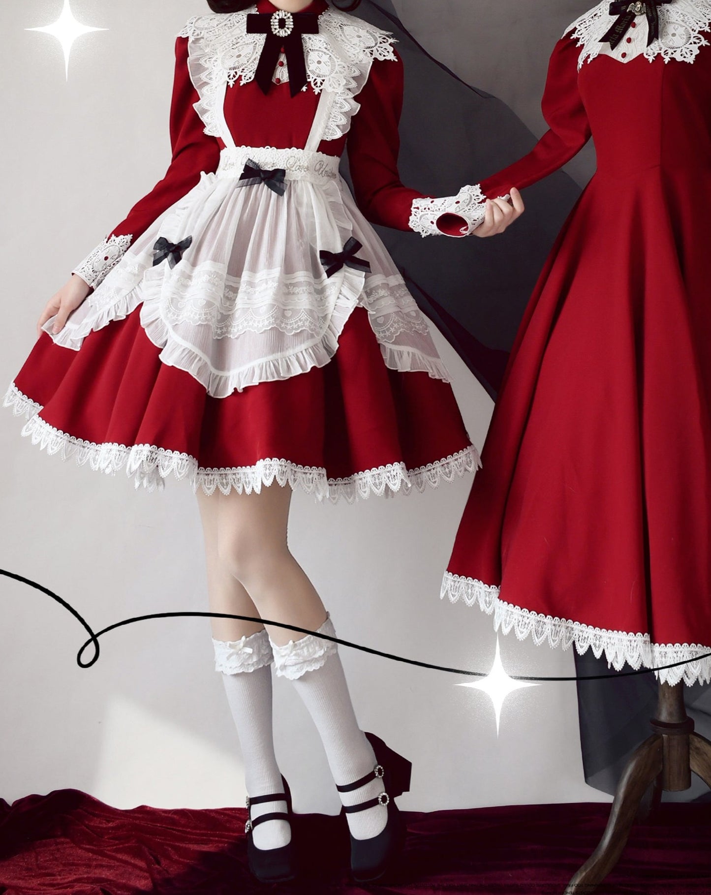 Princess, All the Best Retro Long Sleeve Dress Short Type