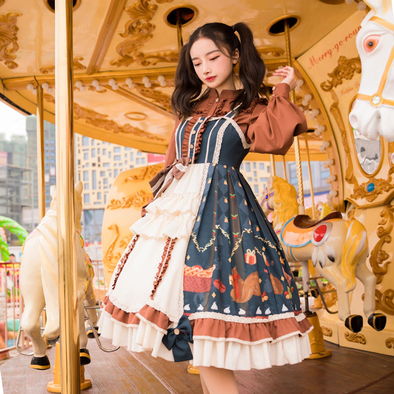 バルーン袖のブラウンブラウス - ロリータファッション通販RonRon