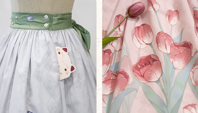 Kimono style dress with Japanese style maid apron