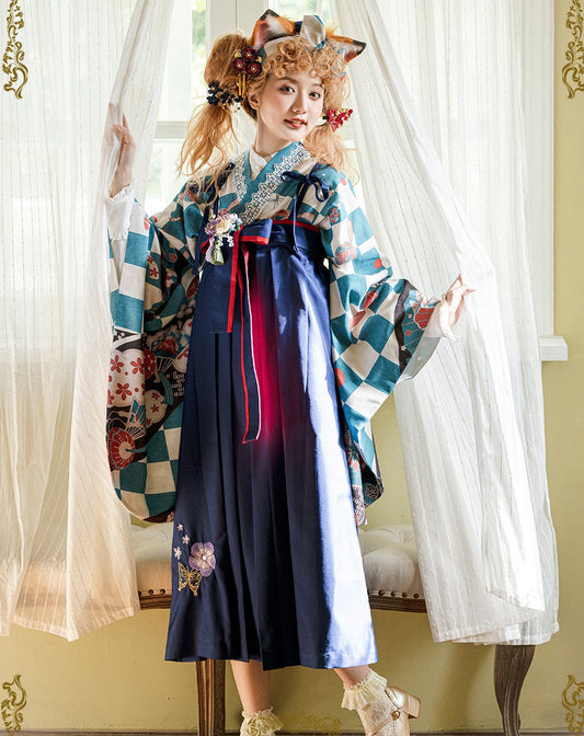 和風プリントとレースの着物風トップス【合わせ買いで20%オフ】