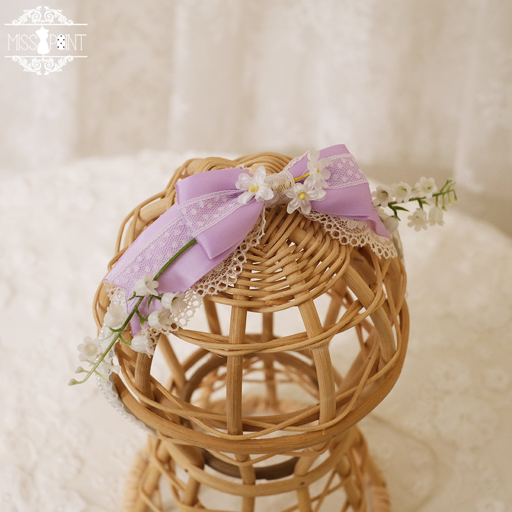 【同時購入のみ】鈴蘭の花刺繍 ボンネット・帽子・カチューシャ