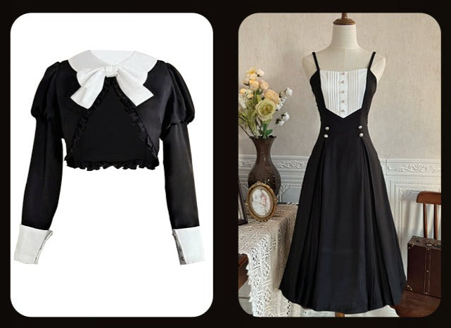 修道院制服風ジャンパースカートとショートジャケットのセットアップ