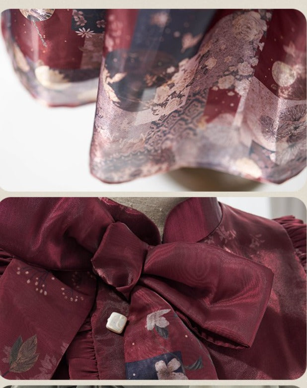 月下の花和風プリントジャンパースカート 和ロリ