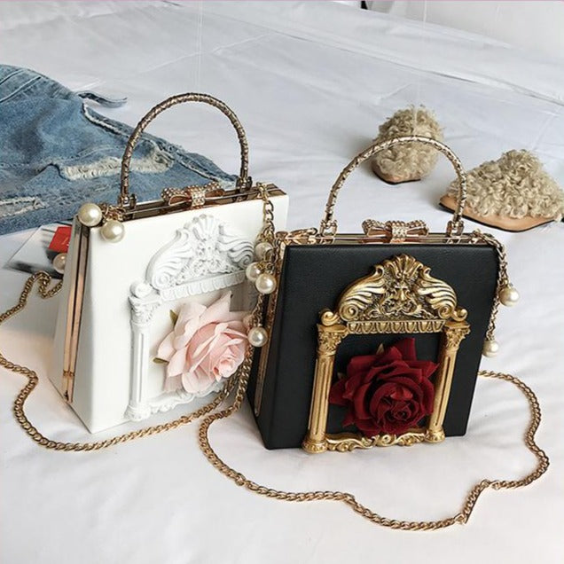 アンティーク風薔薇のミニチェーンバッグ