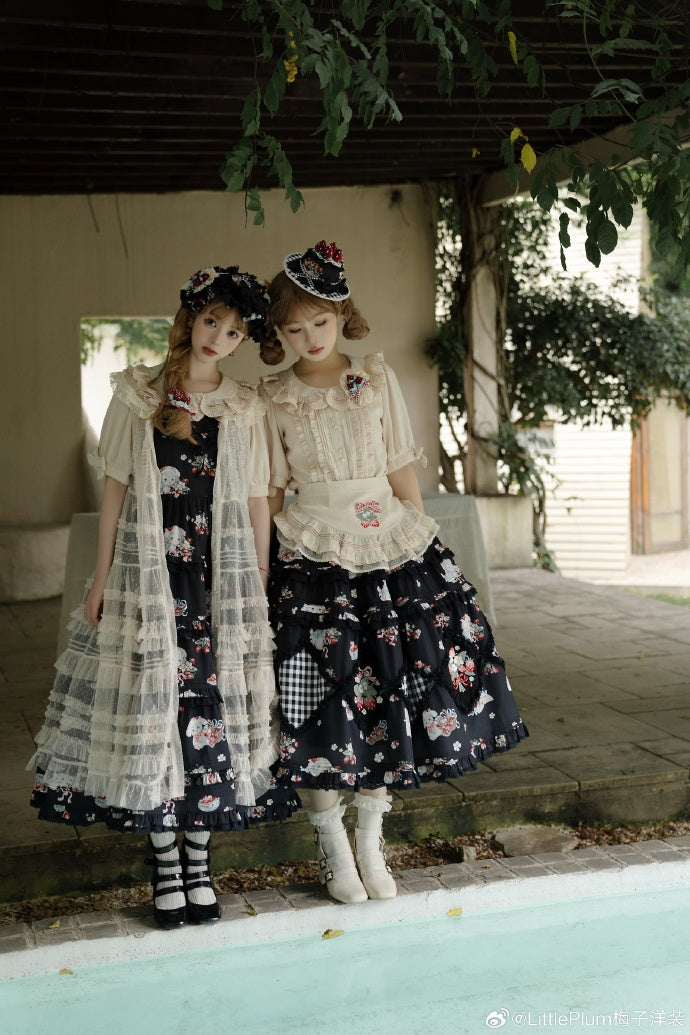 Strawberry Bouquet Ruffled round-collar short-sleeve blouse
