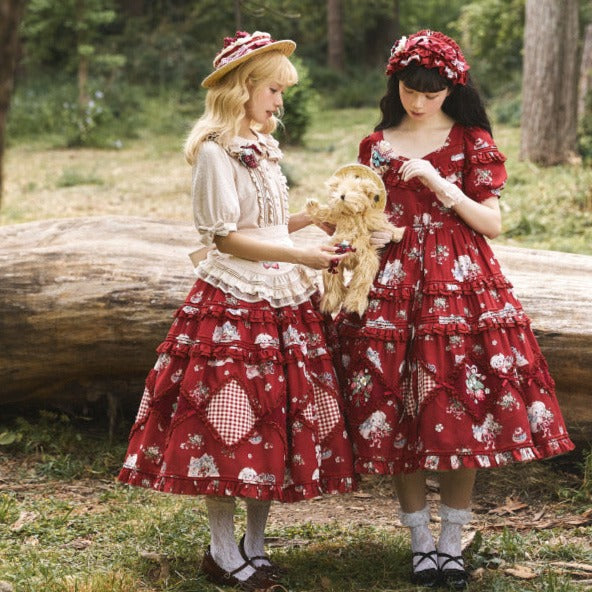 Strawberry Bouquet Button Front Skirt