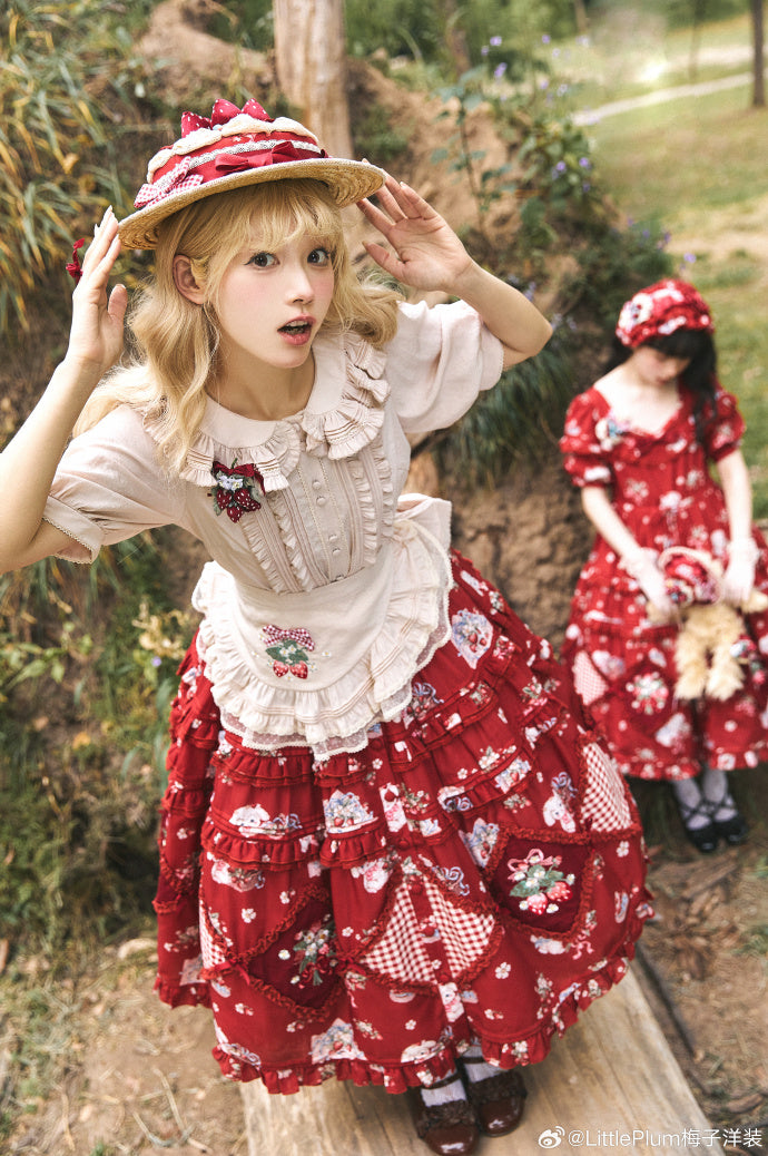 Strawberry Bouquet Button Front Skirt