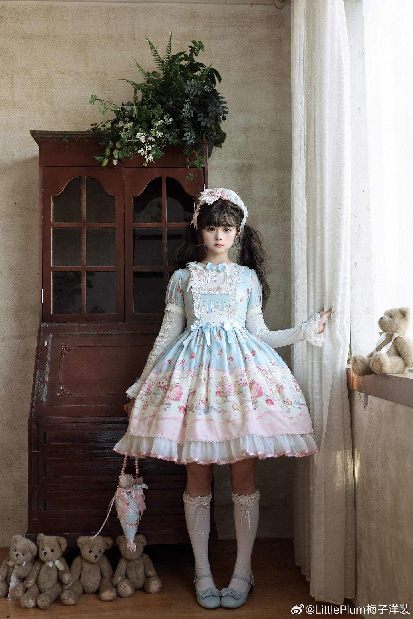 【受注予約1/7まで】Bunny Bakery 付け袖付きワンピース・オーガンジータイプ