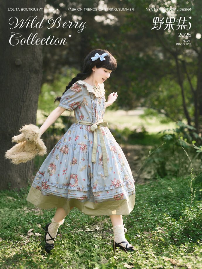 【受注予約4/23まで】Wild Berry Collection フリルネックワンピース・切替タイプ
