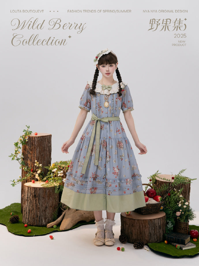【受注予約4/23まで】Wild Berry Collection フリルネックワンピース・切替タイプ