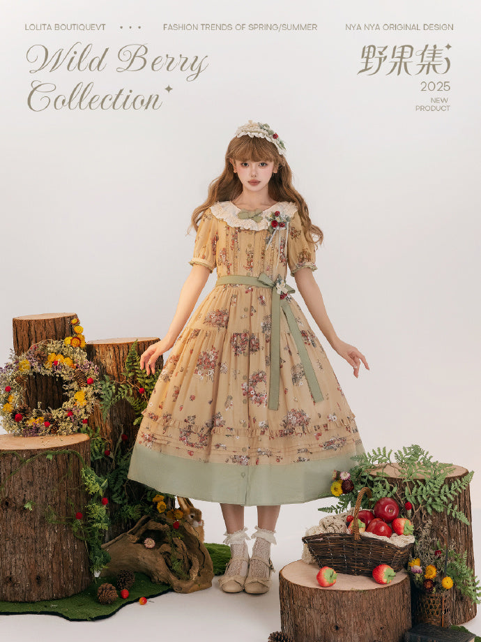 【受注予約4/23まで】Wild Berry Collection フリルネックワンピース・切替タイプ