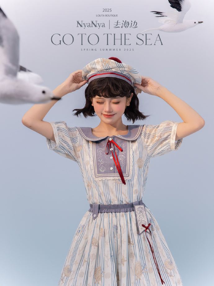 【受注予約5/13まで】Go To the Sea セーラーカラー半袖トップス