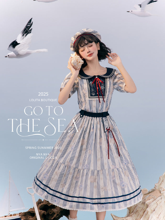 【受注予約5/13まで】Go To the Sea セーラーカラー半袖トップス