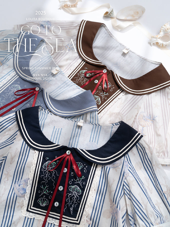 【受注予約5/13まで】Go To the Sea セーラーカラー半袖トップス