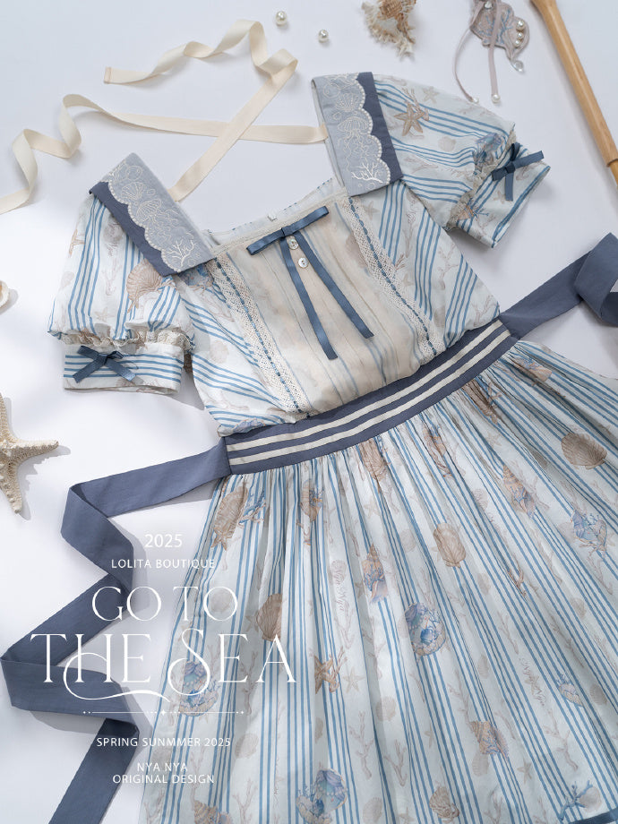 【受注予約5/13まで】Go To the Sea 刺繍ワンピース・ショート丈