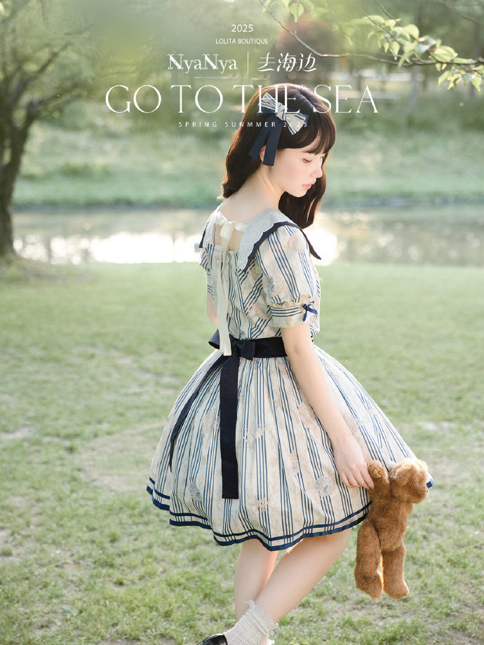 【受注予約5/13まで】Go To the Sea 刺繍ワンピース・ショート丈