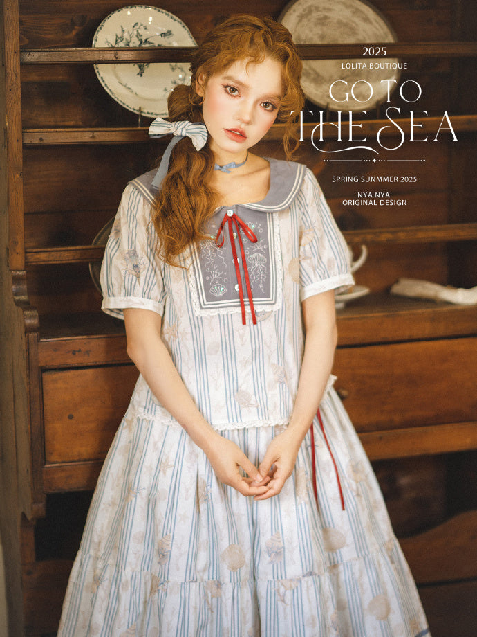 【受注予約5/13まで】Go To the Sea セーラーカラー半袖トップス