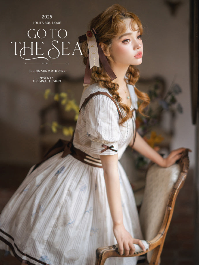 【受注予約5/13まで】Go To the Sea 刺繍ワンピース・ショート丈
