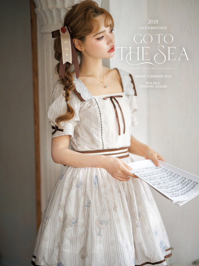 【受注予約5/13まで】Go To the Sea 刺繍ワンピース・ショート丈