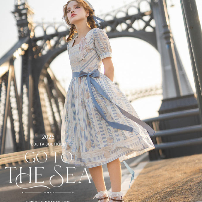 【受注予約5/13まで】Go To the Sea 刺繍ワンピース・ロング丈