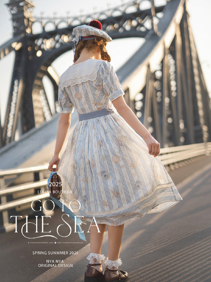 【受注予約5/13まで】Go To the Sea 刺繍ワンピース・ロング丈