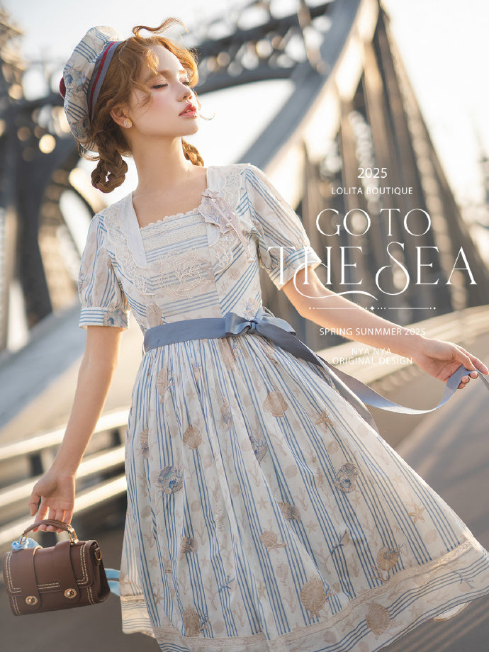【受注予約5/13まで】Go To the Sea 刺繍ワンピース・ロング丈