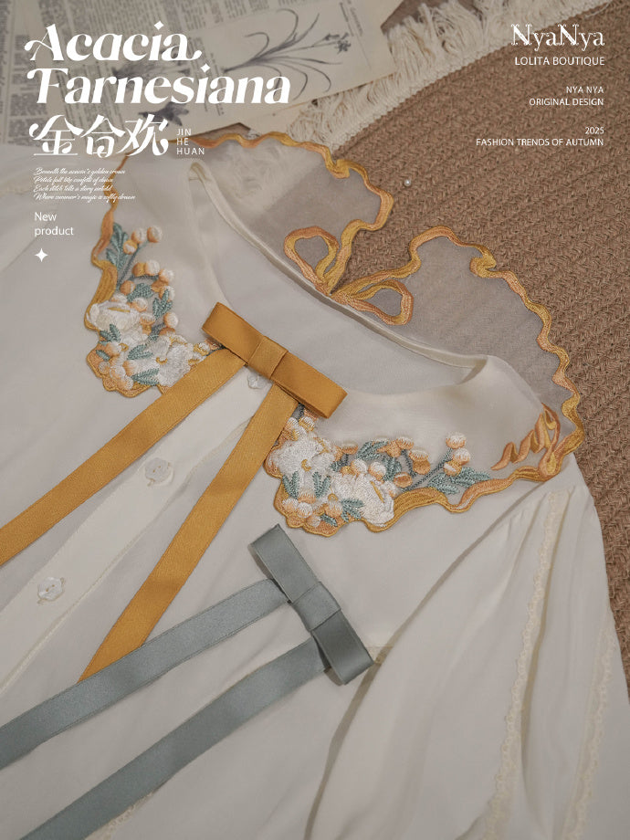 【受注予約8/20まで】Acacia Farnesiana 刺繍ブラウス