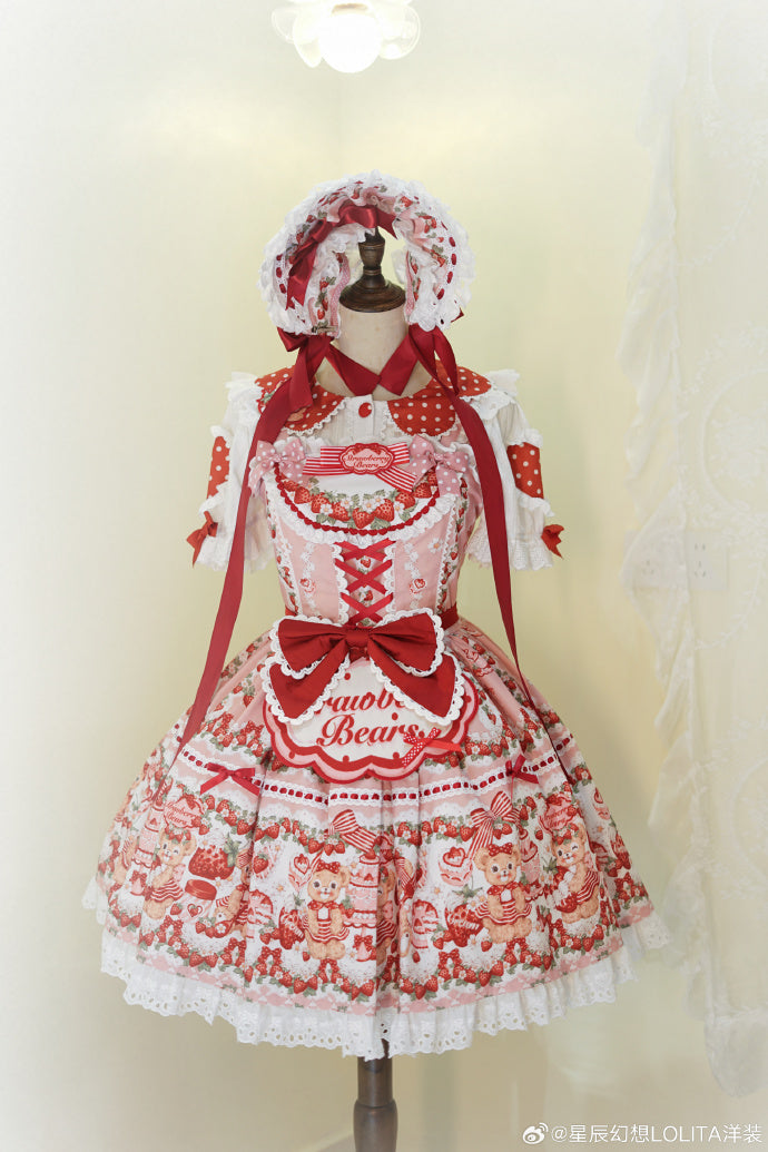 Bear Strawberry Garden ジャンパースカート3点セット