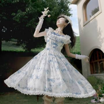 [Pre-orders available until 2/10] Ribbon Eternal Garden lace square neck dress