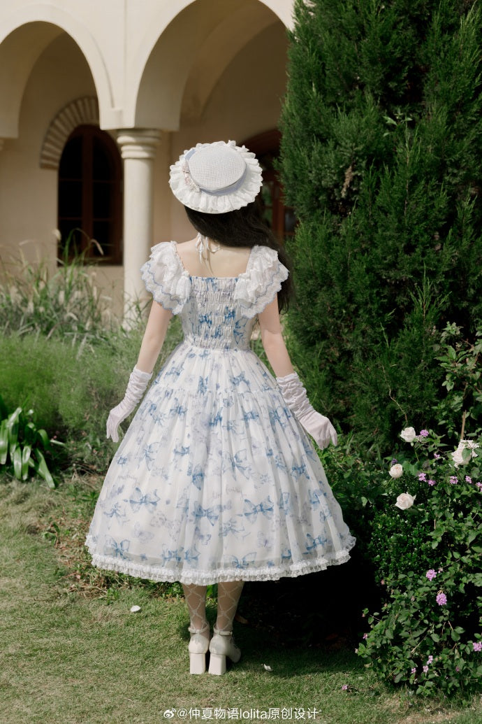 [Pre-orders available until 2/10] Ribbon Eternal Garden lace square neck dress