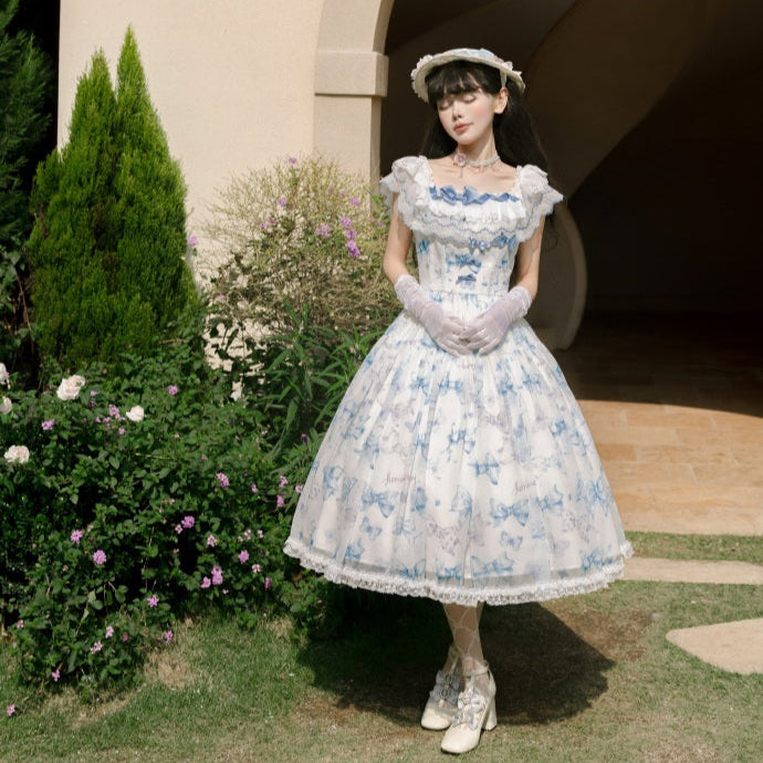 [Pre-orders available until 2/10] Ribbon Eternal Garden lace square neck dress