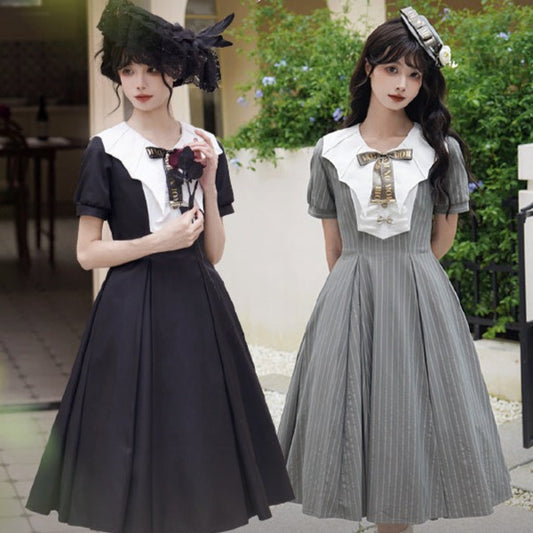 [Pre-orders available until 8/4] London Rain Classical Dress with Deformed Collar