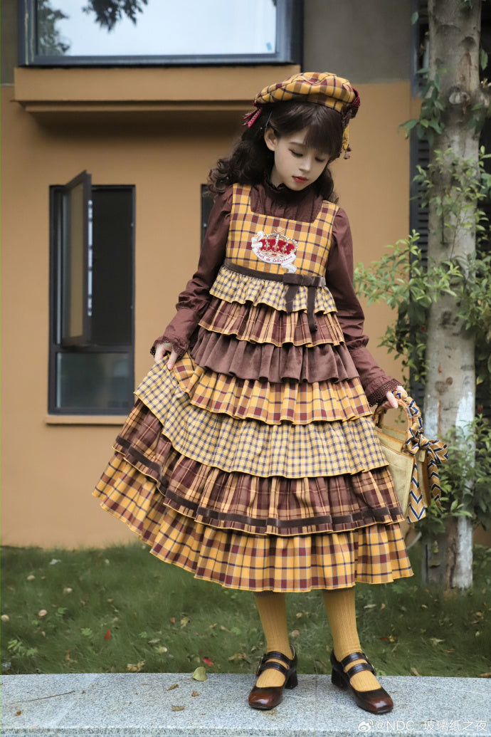 Thistle Crown チェックのティアードジャンパースカート