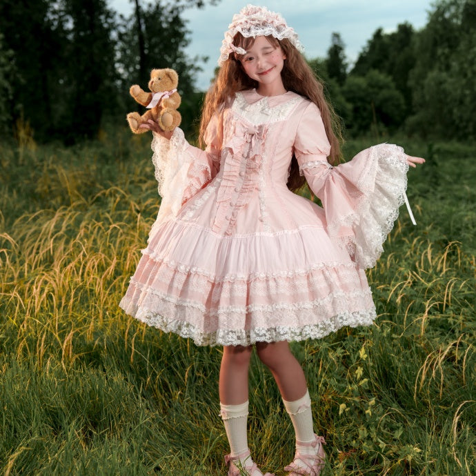 【再販・受注予約12/8まで】Alice in the Mirror レースとリボンのドレス・ピンク