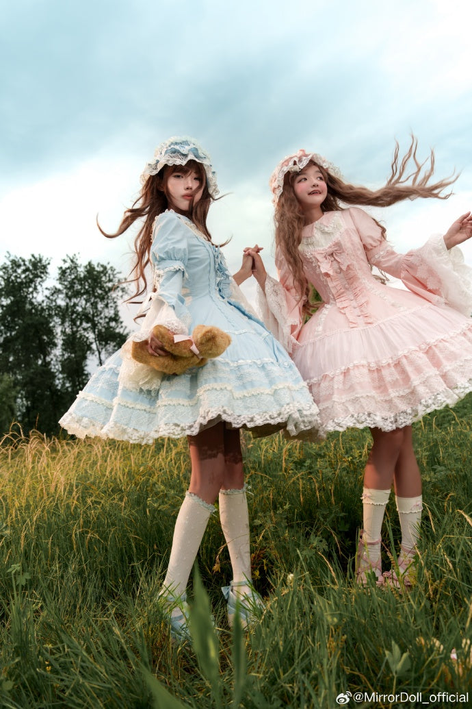 【再販・受注予約12/8まで】Alice in the Mirror レースとリボンのドレス・ピンク