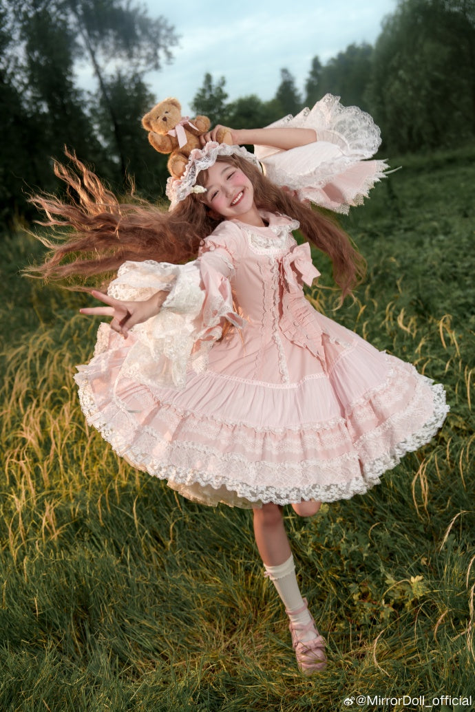 【再販・受注予約12/8まで】Alice in the Mirror レースとリボンのドレス・ピンク