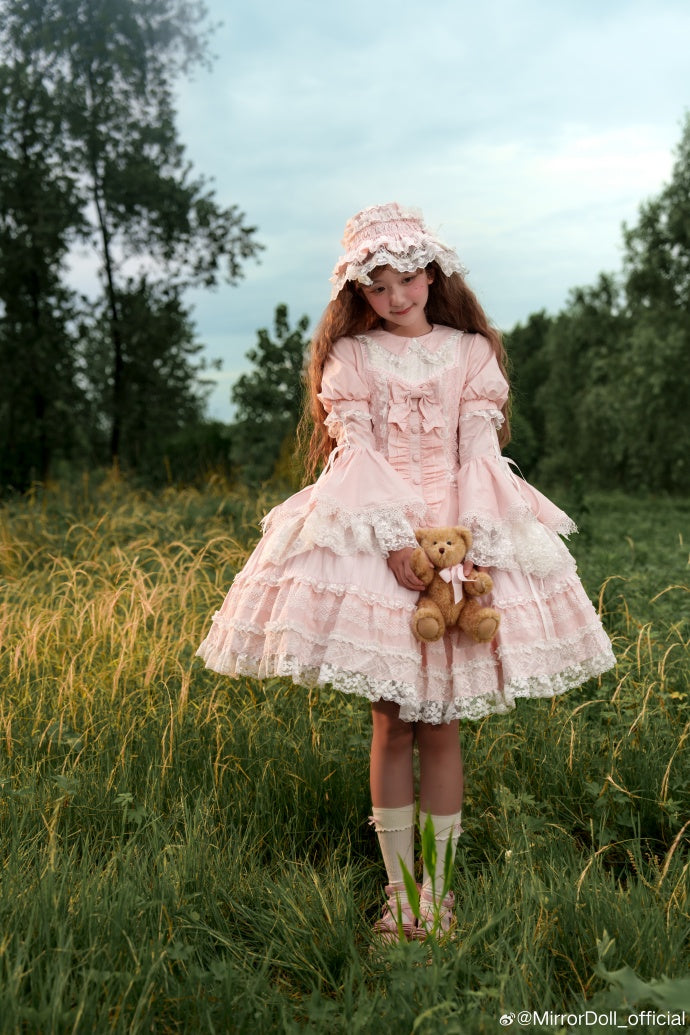 【再販・受注予約12/8まで】Alice in the Mirror レースとリボンのドレス・ピンク