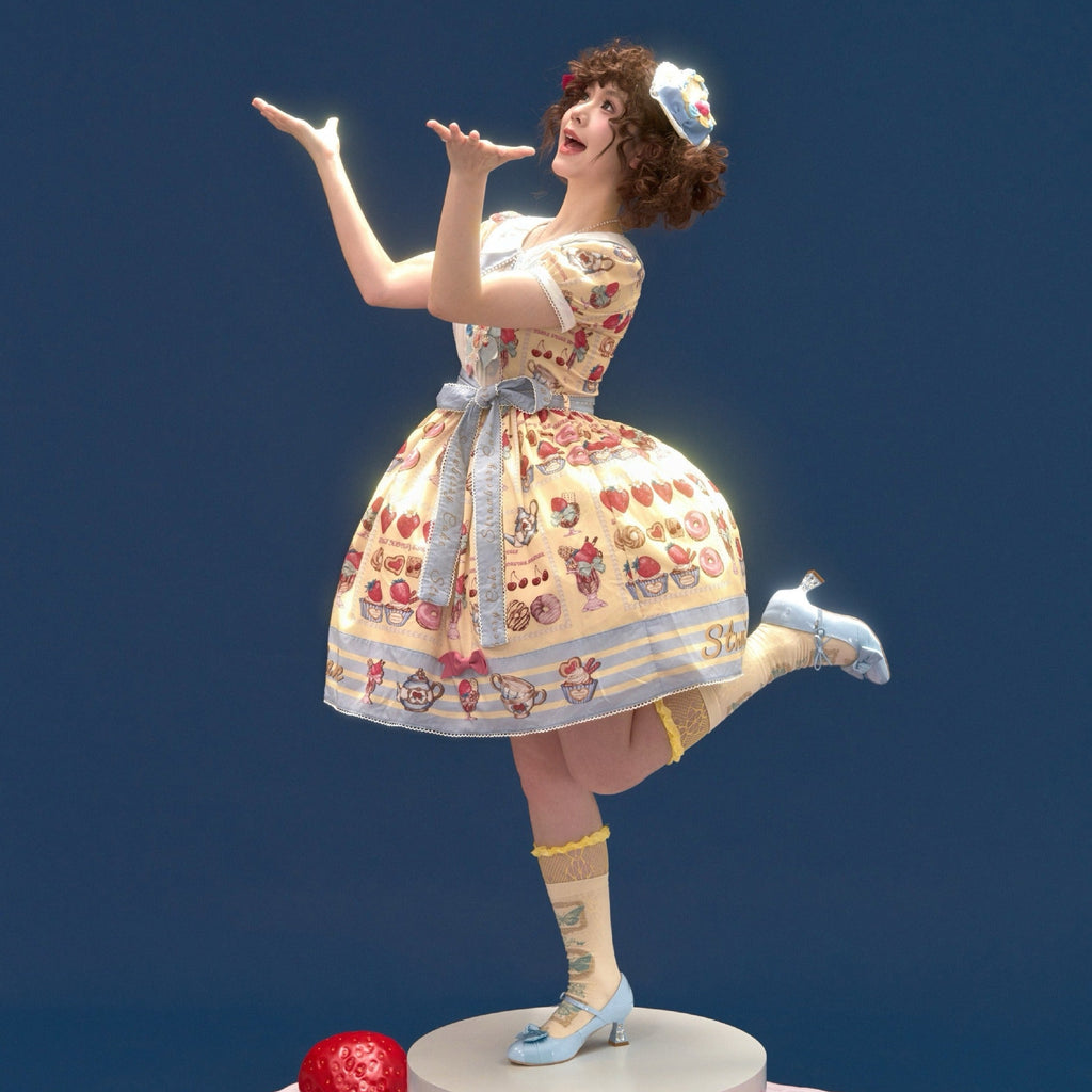 【受注予約6/24まで】Strawberry Parfait Tea プリントワンピース