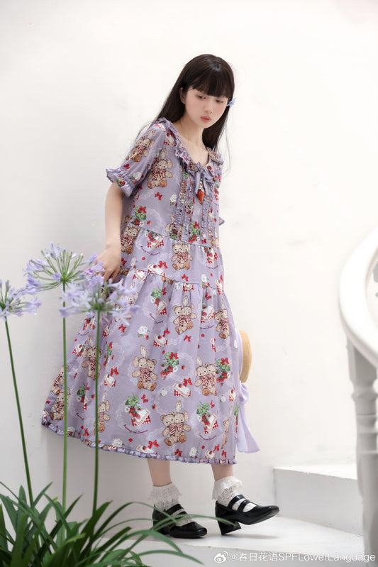 [Resale/Pre-orders available until 7/29] Camellia Berry Short Sleeve Dress, Simple Type, Long Length